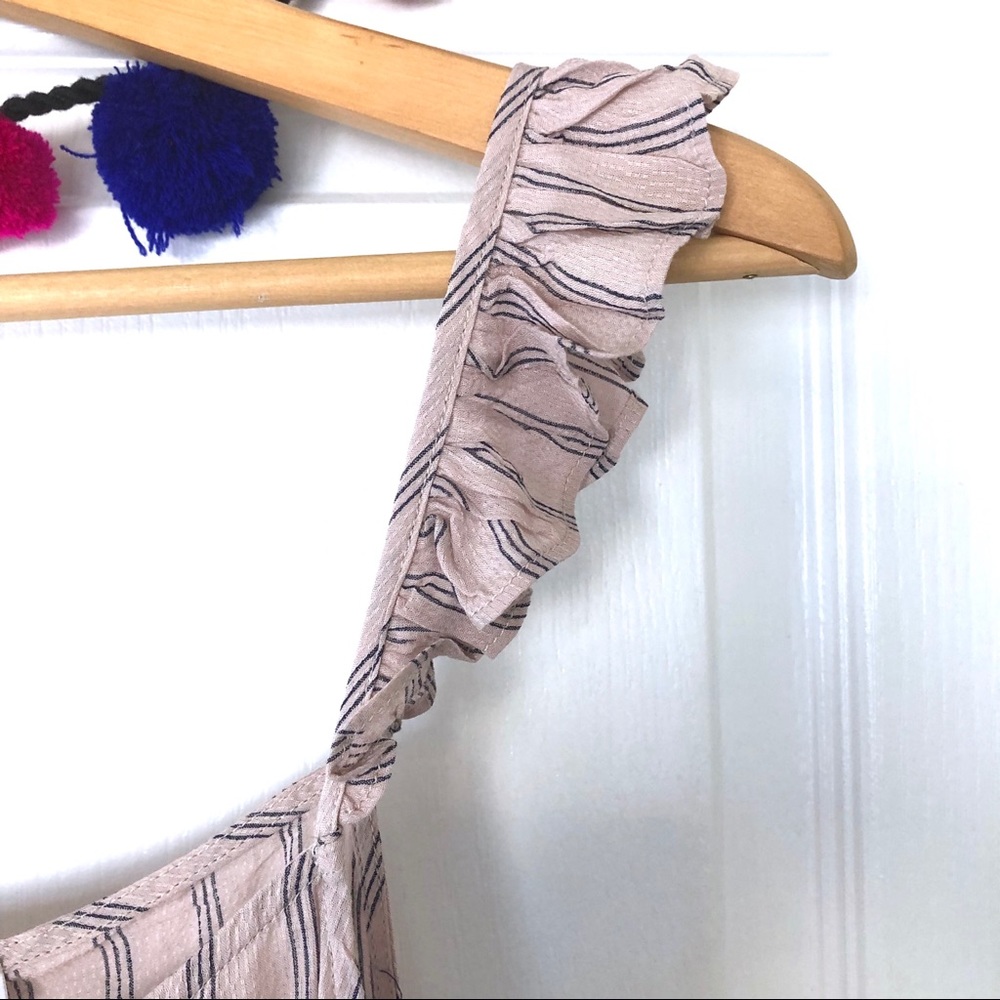 Ro & De Asymmetric Ruffled Cami Rose & Navy Stripe - Picture 7 of 8